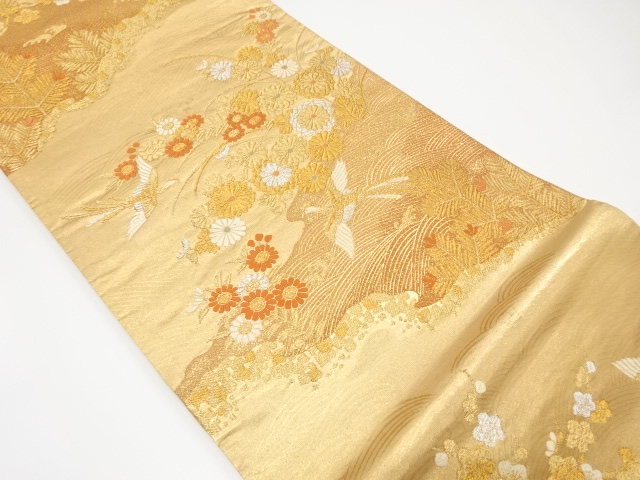 波に鳳凰・菊模様織り出し袋帯